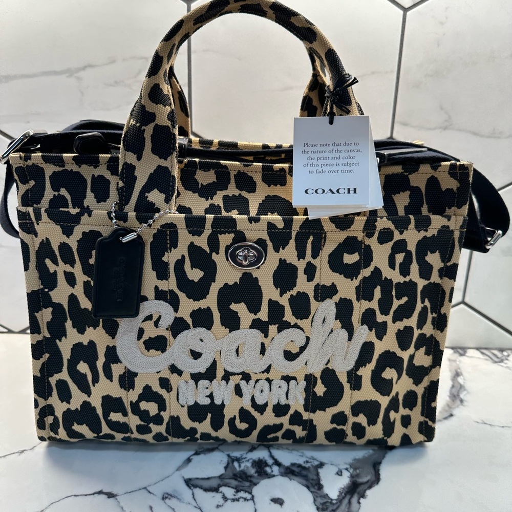 Coach Tan and Black Leopard Tote